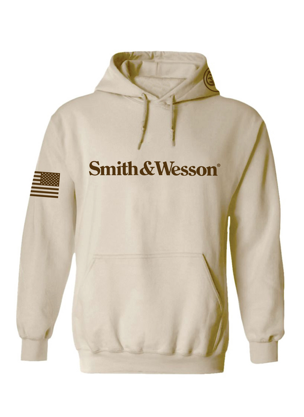 Smith & Wesson® Pullover Hoodie with Logo & US Flag in Desert Sand