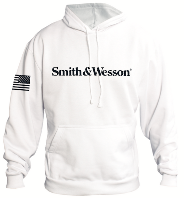 Smith & Wesson® Pullover Hoodie with Logo & US Flag in White