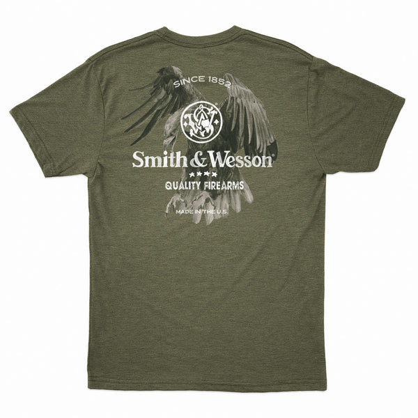 Smith & Wesson® Hand Painted Quality Firearms Premium Tee in Heather Military Green