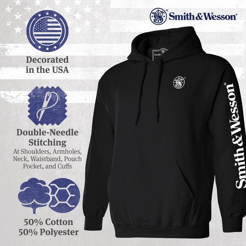 Smith & Wesson® Sleeve Logo Long Sleeve Tee Pullover Hoodie in Black