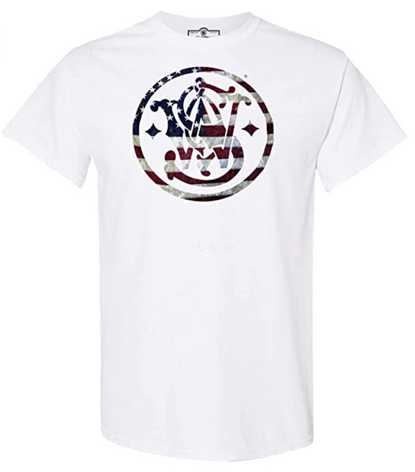 Smith & Wesson® American Flag Filled Circle Logo Short Sleeve Tee In White