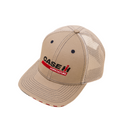 CASE IH® Khaki Mesh Back Trucker Cap with Embroidered Logo and USA Flag Patch