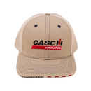 CASE IH® Khaki Mesh Back Trucker Cap with Embroidered Logo and USA Flag Patch