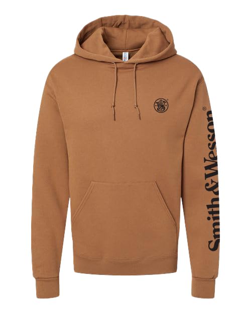 Smith & Wesson® Sleeve Logo Long Sleeve Tee Pullover Hoodie in Saddle Brown