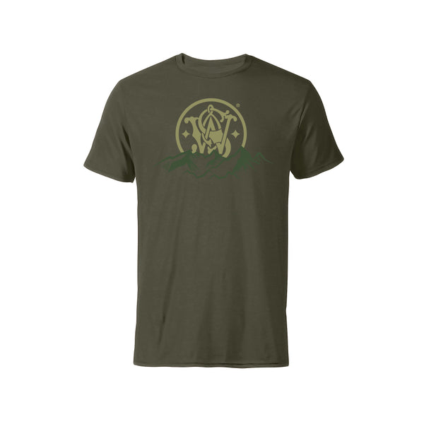 Smith & Wesson® Women's Full Moon Logo Over Mountains Premium Tee in Military Green