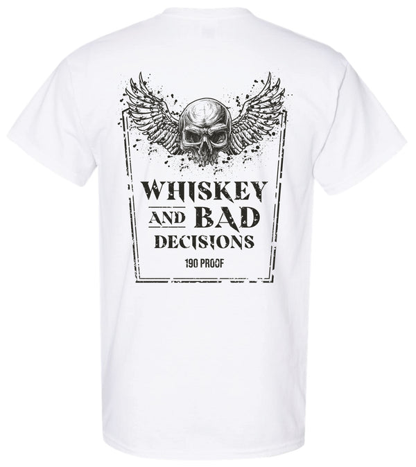 "Whiskey and Bad Decisions" Premium Short Sleeve Tee in White