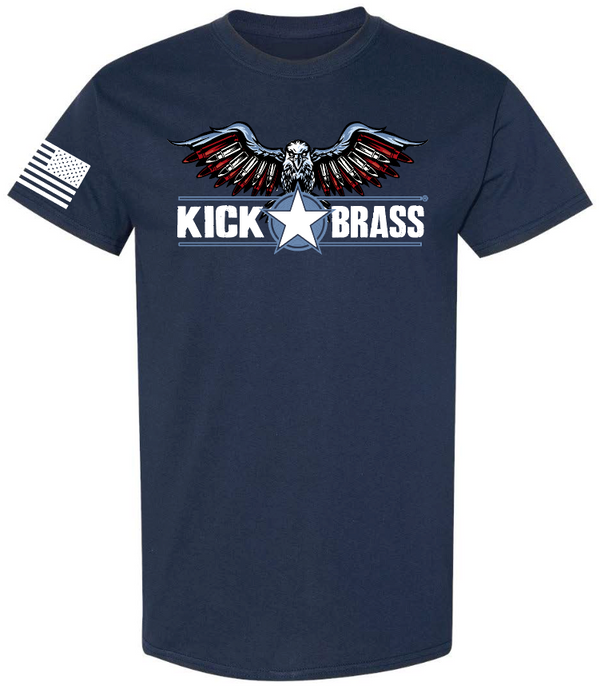 Kick Brass - Red, White, Blue Eagle Logo Premium Tee in Navy