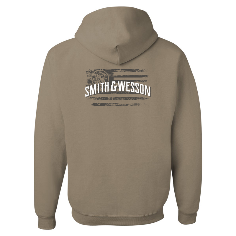 Smith & Wesson® Distressed Flag Pullover Hoodie – Tan