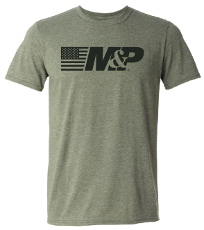 M&P® by Smith & Wesson® Flag & Logo Side by Side Premium Tee in O.D. Heather