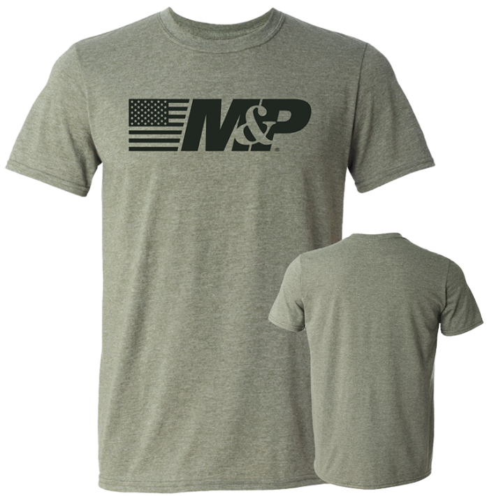 M&P® by Smith & Wesson® Flag & Logo Side by Side Premium Tee in O.D. Heather