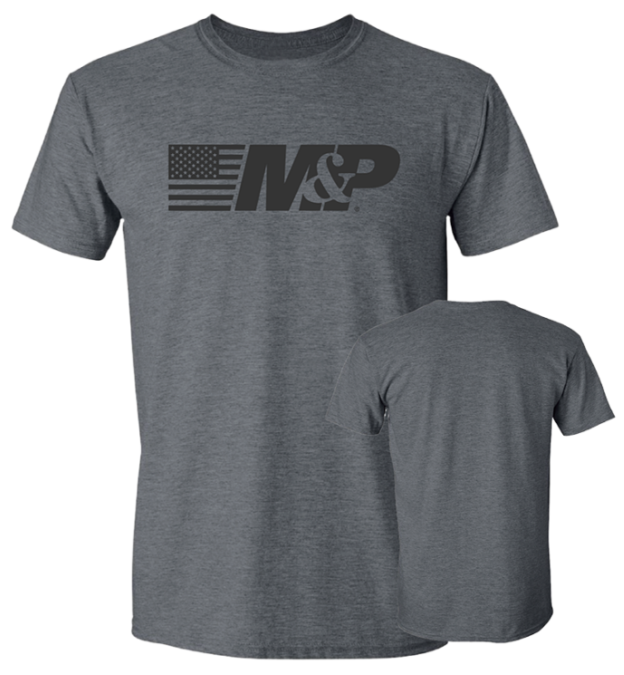M&P® by Smith & Wesson® Flag & Logo Side by Side Premium Tee in Smoke Heather