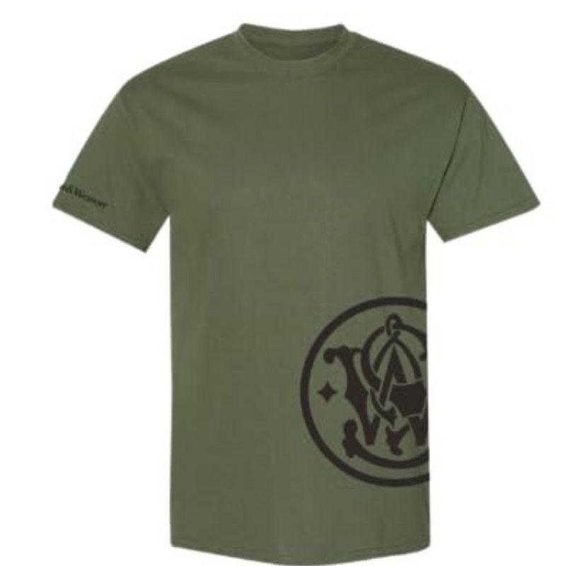 Smith & Wesson® Crewneck Wrap-Around Logo Short Sleeve Tee in Military Green