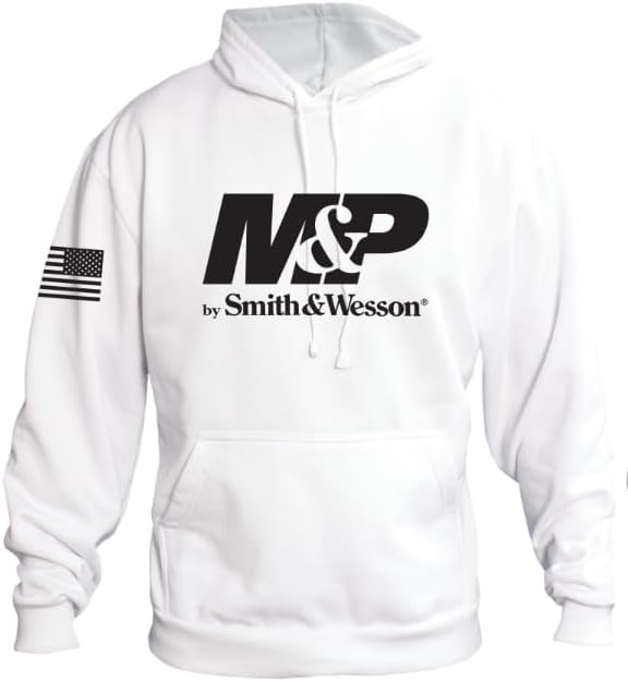 M&P® by Smith & Wesson® Pullover Hoodie with Logo & US Flag in White