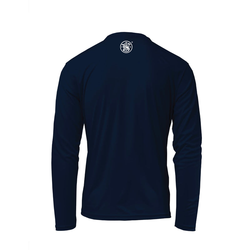 Smith & Wesson® Long Sleeve Tee with Vertical Logo & US Flag in Navy