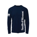 Smith & Wesson® Long Sleeve Tee with Vertical Logo & US Flag in Navy