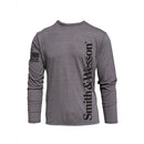 Smith & Wesson® Long Sleeve Tee with Vertical Logo & US Flag in Nickel Heather