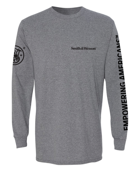 Smith & Wesson® “Empowering Americans” Long Sleeve Tee with Logo in Nickel Heather