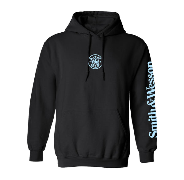 Smith & Wesson® Meatball & Arm Sleeve Logo in Electric Blue Color Pullover Hoodie in Black