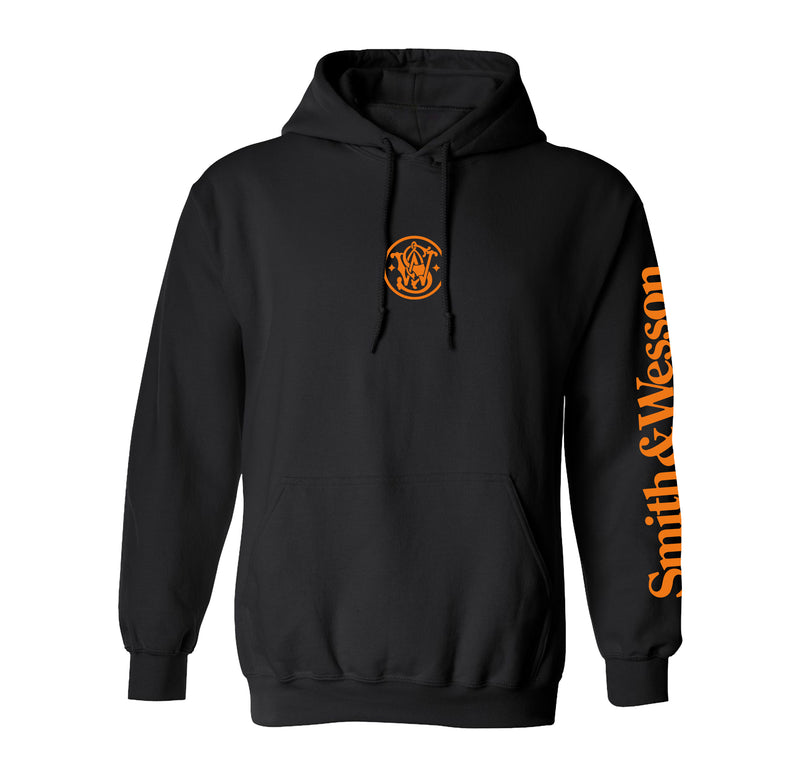 Smith & Wesson® Meatball & Arm Sleeve Logo in Safety Orange Pullover Hoodie in Black