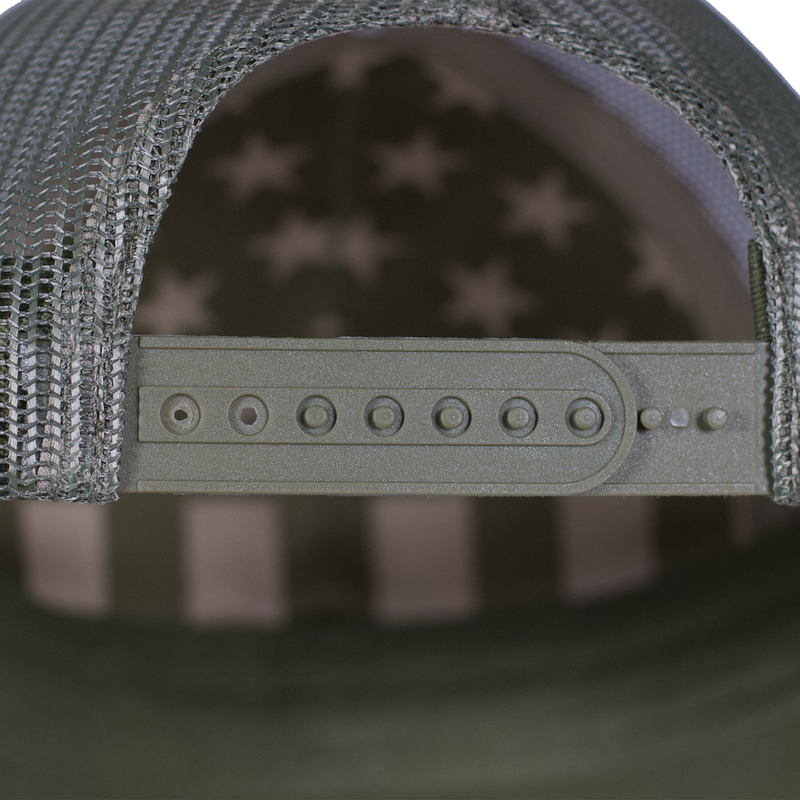 Smith & Wesson® Leather Patch Trucker Hat in Loden Green and Tan