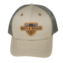 Smith & Wesson® Leather Patch Trucker Hat in Loden Green and Tan