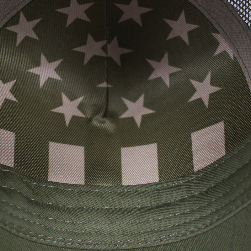 Smith & Wesson® Leather Patch Trucker Hat in Loden Green and Tan