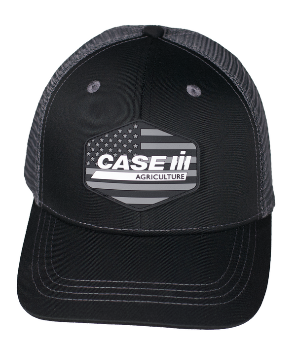 Case IH® Black & White Rubber American Flag Patch Trucker Hat