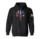 Kick Brass® American Flag Filled Skull Pullover Hoodie in Black