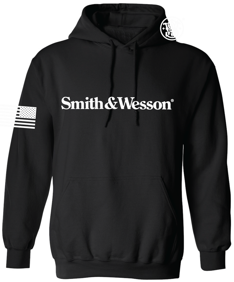 Smith & Wesson® Pullover Hoodie with Logo & US Flag in Black
