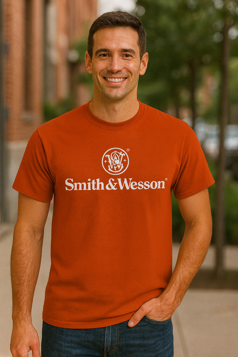 Smith & Wesson® Logo Men's Short Sleeve Tee – Burnt Orange