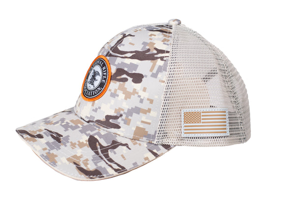 NRA® Grey Digital-Camo Snapback Trucker with NRA® Woven and Embroidery Patch