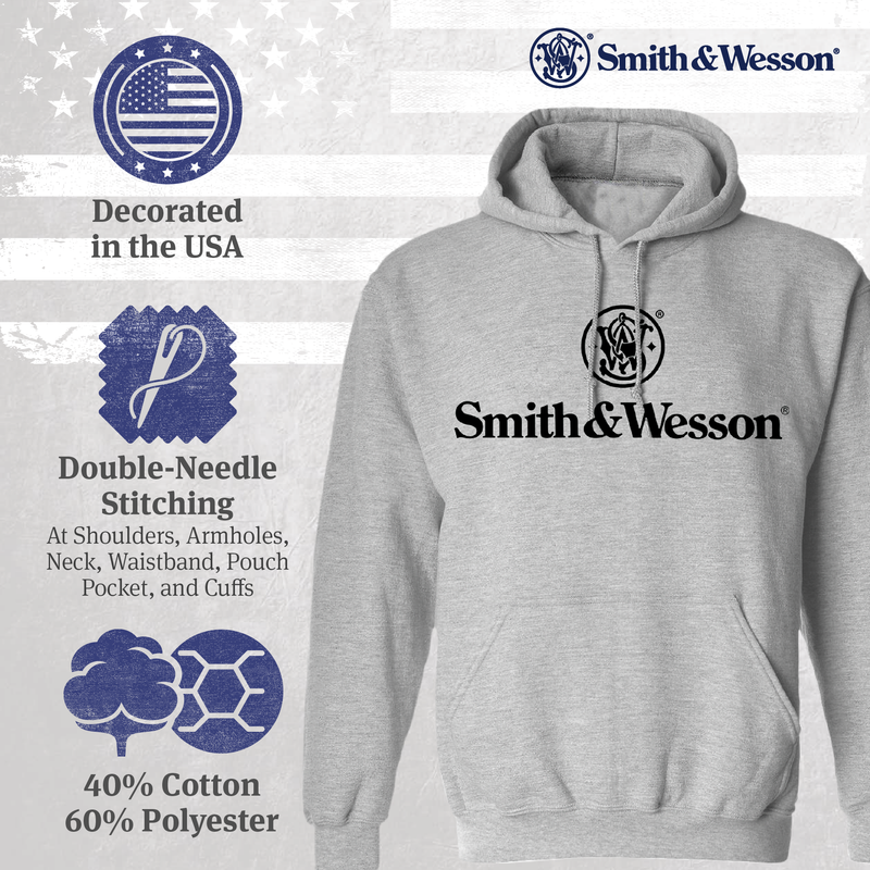 Smith & Wesson® Meatball & Arm Sleeve Logo in Electric Blue Color Pullover Hoodie in Black