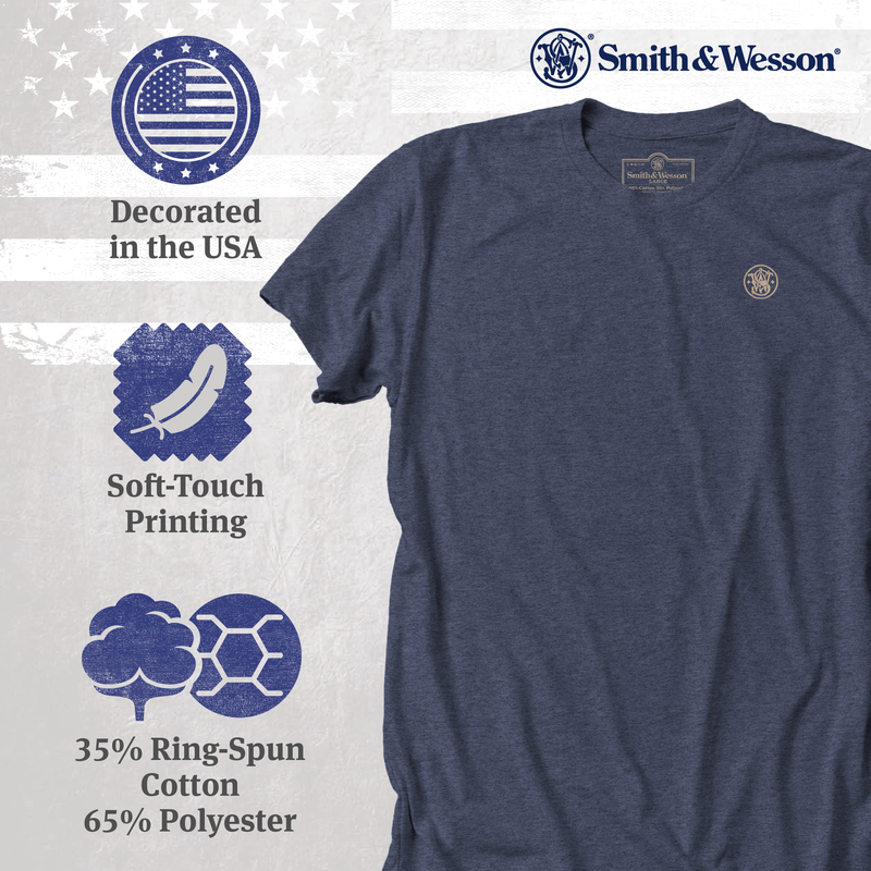 Smith & Wesson® Filigree Filled Meatball Logo Premium Tee in Mocha Heather