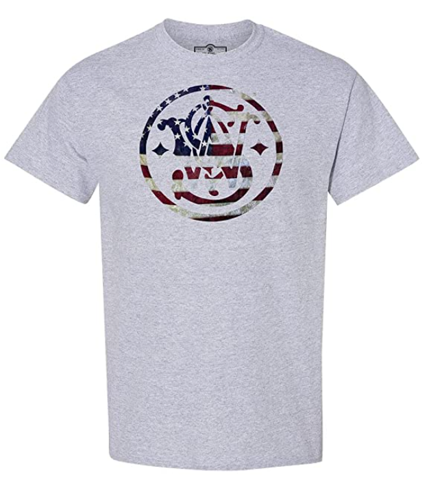 Smith & Wesson® American Flag Filled Circle Logo Short Sleeve Tee In Athletic Heather