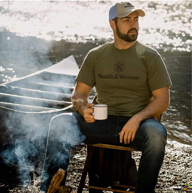 Smith & Wesson® Stacked Logo Men's Short Sleeve Tee - Nickel Heather