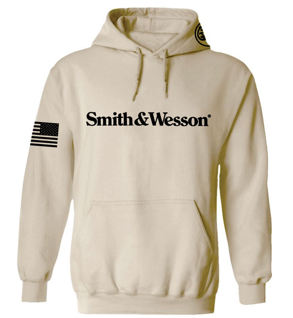 Smith & Wesson® Pullover Hoodie with Logo & US Flag in Desert Sand