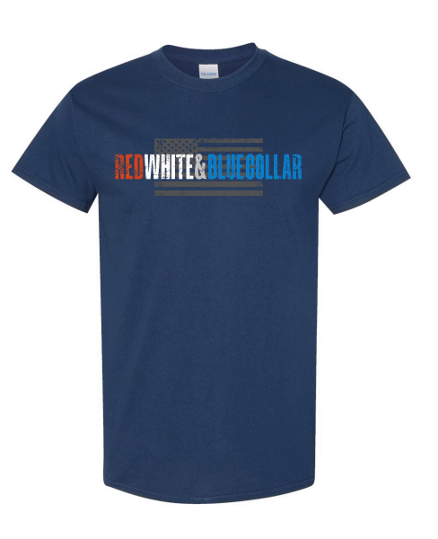 Trade Marked- Red, White & Blue Collar Tee in Vintage Navy