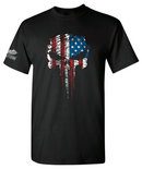 Kick Brass® – Flag Filled Grunge Skull Tee in Black