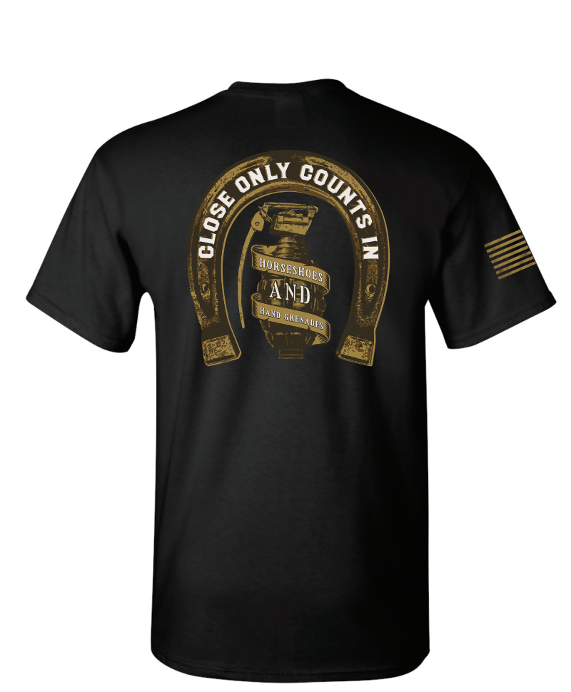 Kick Brass - Close only counts- Horseshoes & Hand grenades Tee in Black