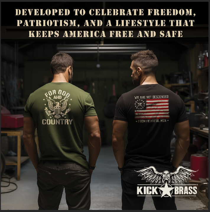 Kick Brass - For God And Country Premium Tee in Navy