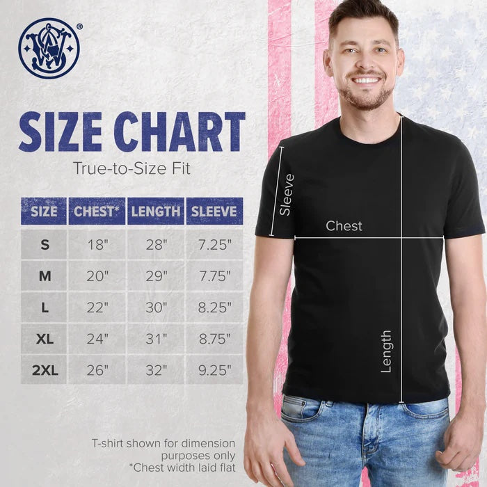 Smith & Wesson® Stacked Logo Monochrome Tee in Black