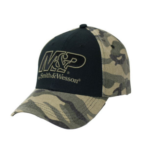 M&P® by Smith & Wesson® Two-Tone Logo 6-panel Washed Twill Cap in Camo and Black