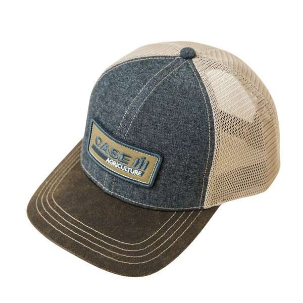 CASE IH® Two-Tone Denim Front and Oil Cloth Brim Mesh Back Trucker Cap