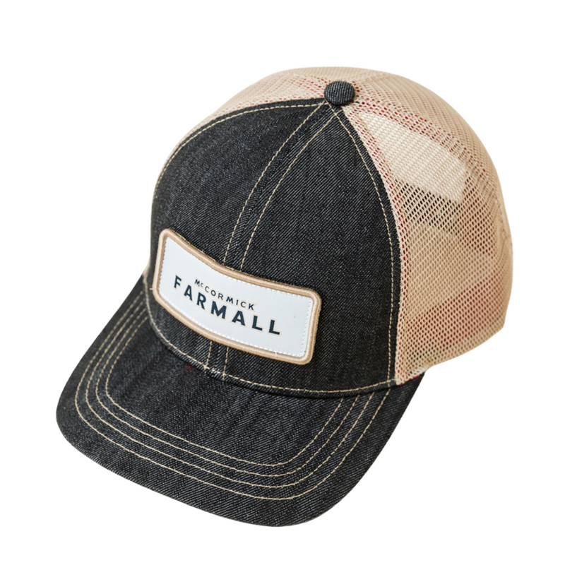 McCormick FARMALL® Black Denim Mesh Back Trucker Cap