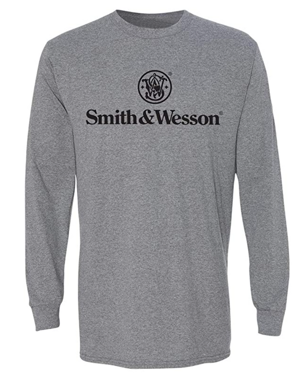 Smith & Wesson® Logo Men's Long Sleeve Tee in Nickel Heather