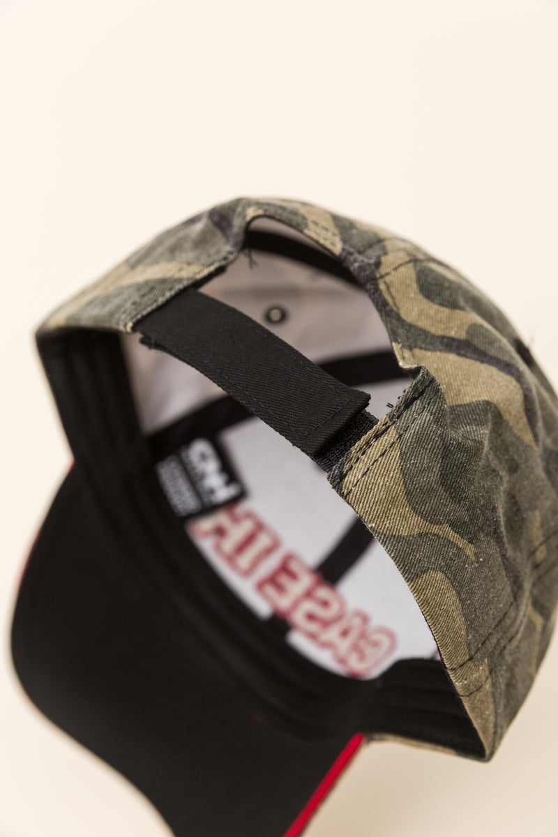 CASE IH® Two-Tone Washed Military Camo & Black 6-Panel Twill Cap