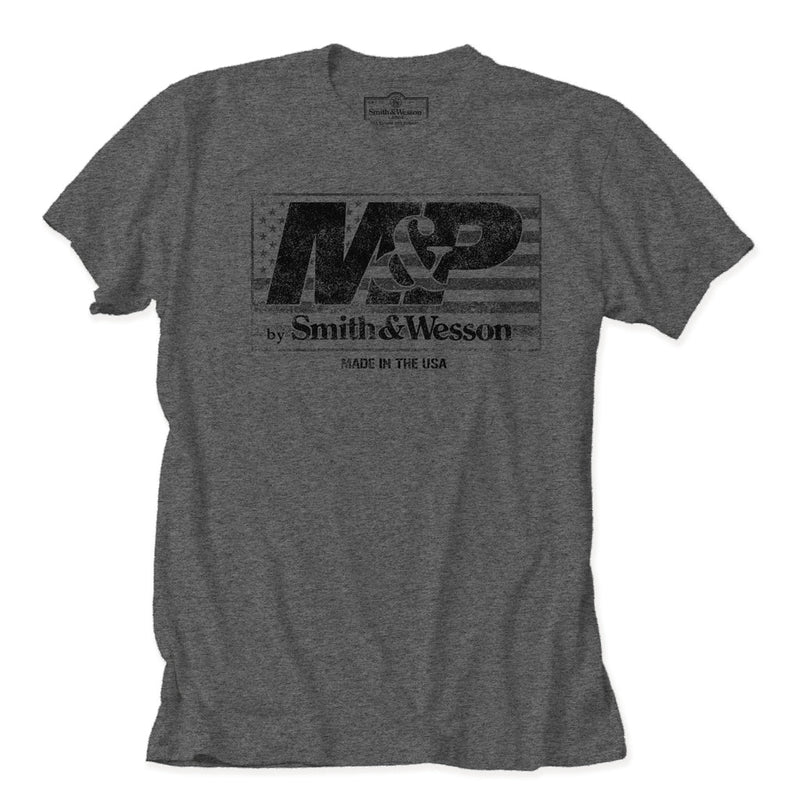 M&P® by Smith & Wesson® Distressed USA Flag Logo Premium Short Sleeve Tee in Smoke Heather