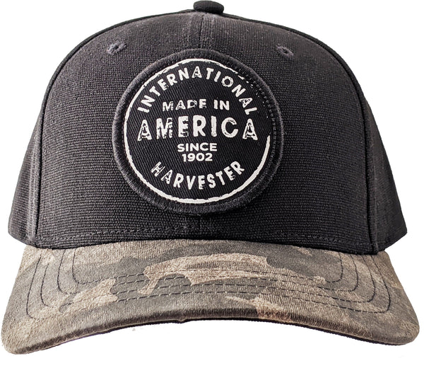 International Harvester®  Dark Military Camo Black Two-Tone Vintage Patch Cap