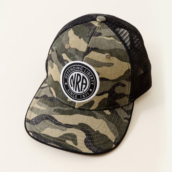NRA® Army Camo Trucker Cap with Circle Patch