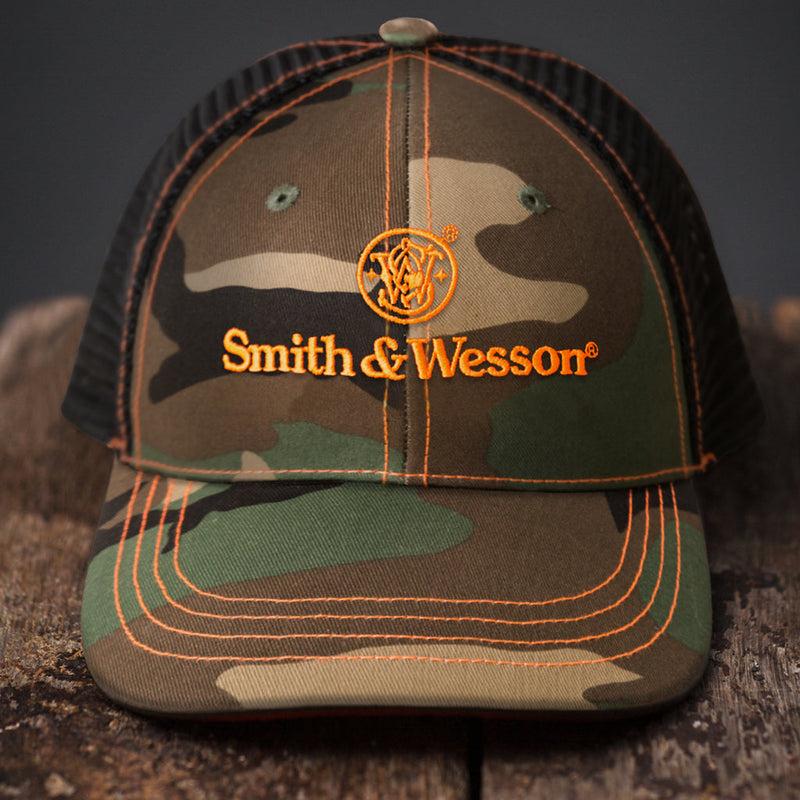 Smith & Wesson® Camo & Blaze Orange Trucker Cap